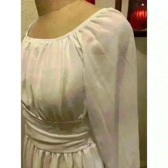 Zaful Square Neck Off the Shoulder Lantern Sleeve Tie Back Dress NWT Size 6 - Picture 8 of 14